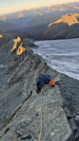 Geführte Tour auf den Großglockner über den Stüdlgrat: Kletterstelle am Beginn des Grates