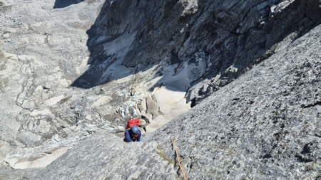 Rissspur in der Cassin, Piz Badile